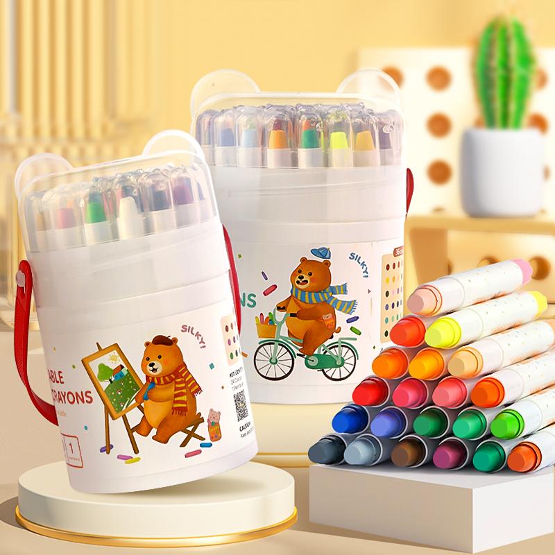 JUPITEARTH【Buy 2 Get 1】  36/24/12 Vibrant Colors Washable Twistable Bear Crayons Non-Toxic Ultra-Silky Easy-Grip for Toddlers Kids School Art Supplies Ideal Coloring Gift for Boys Girls Christmas Gifts Colorful Illustrations Summervibes