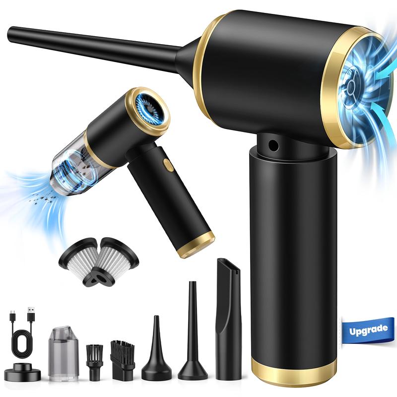 FUDUOO 4 In 1 Portable Compressed Air Duster-21000Pa High-Power Rechargeable Dust Buster with 2 Batteries & Charger, Portable Vacuum Cleaners For Home, Car, Pet Hair, Keyboard