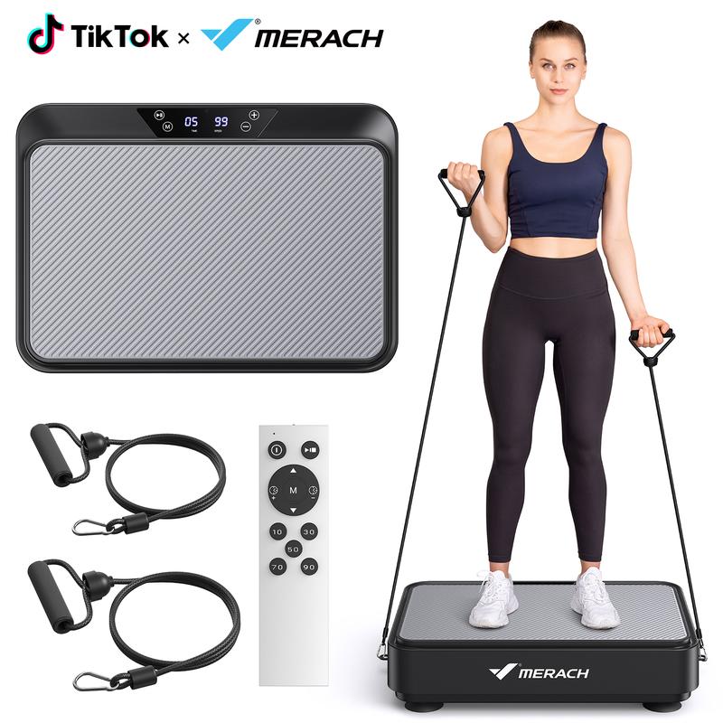 Merach Square Vibration Plate Exercise Machine 265lbs Capacity, Comfortable Lymphatic Drainage For Full Body Workout, Home Gym Fitness Equipment, Ideal For Gift Summervibes