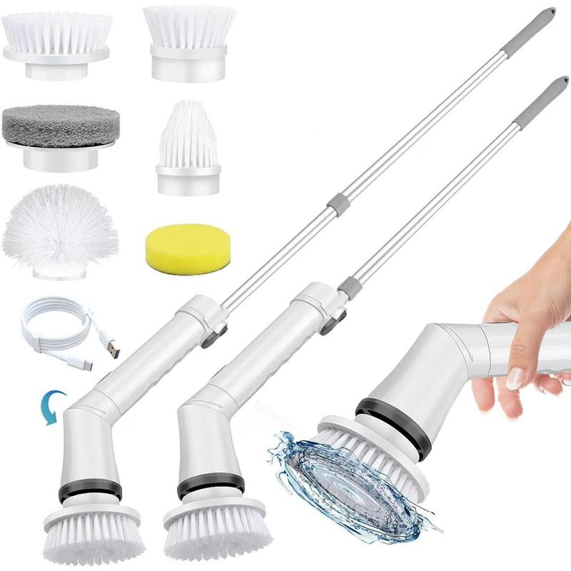 Electric Spin Scrubber, Rechargeable Electric Cleaning Brush with 6/12 Replaceable Brush Heads, Electric Scrubber Brushes for Summer, Electric Spin Scrubbers