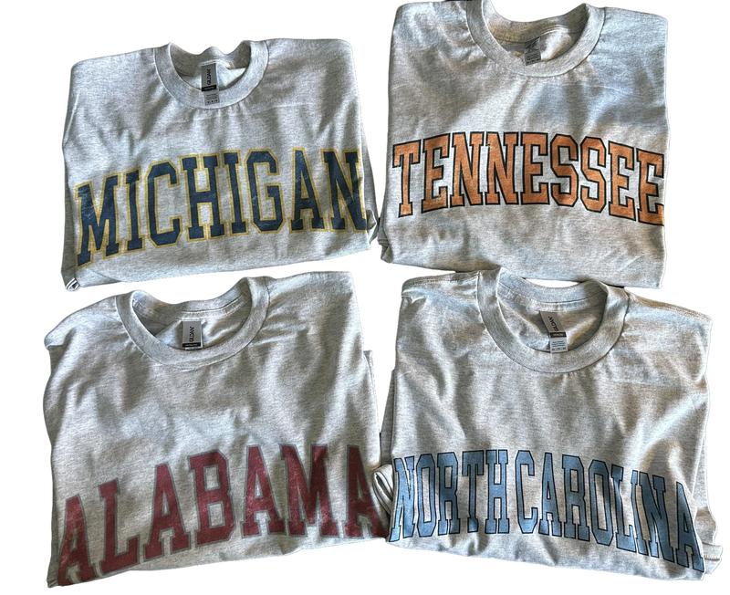 Vintage Varsity College T Shirt State Varsity T Shirt