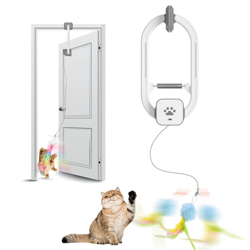 HAPPYCODE Electric Cat Teaser,Rechargeable Door Hanging Interactive Cat Toy - indoor,Two Fun Motion Modes,Flexible installation design,Durable & Safe for Cats,Lots of accessories to mix and matchSummervibes, petlovers tiktoks summerwins,summerwins