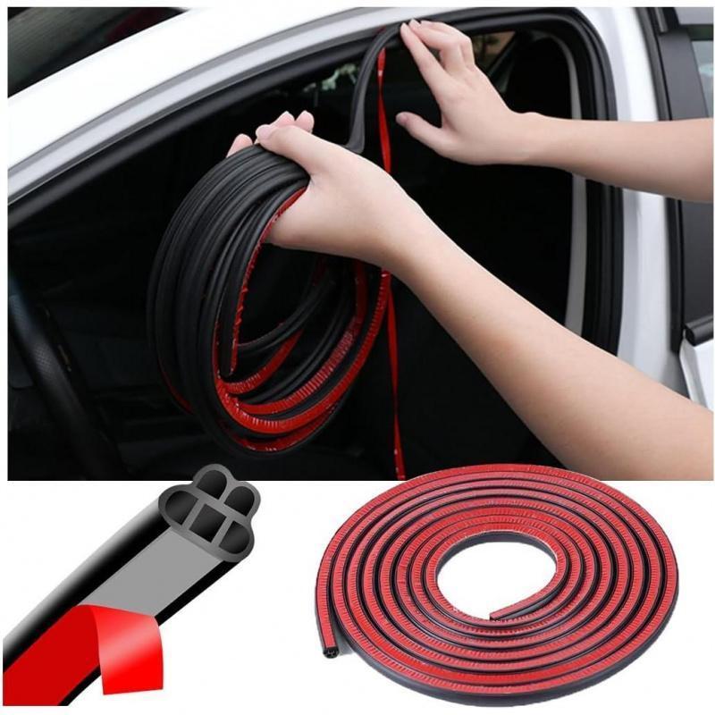 fathersdaygift 52.5 Ft Car Door Seal Strip Universal Self Adhesive Automotive Weather Stripping, Double Layer 5-Hole Car Door Soundproofing Strip, Rubber Seal Strip for Cars Trucks SUVs RVs Hood Cover Vehicle Replacement