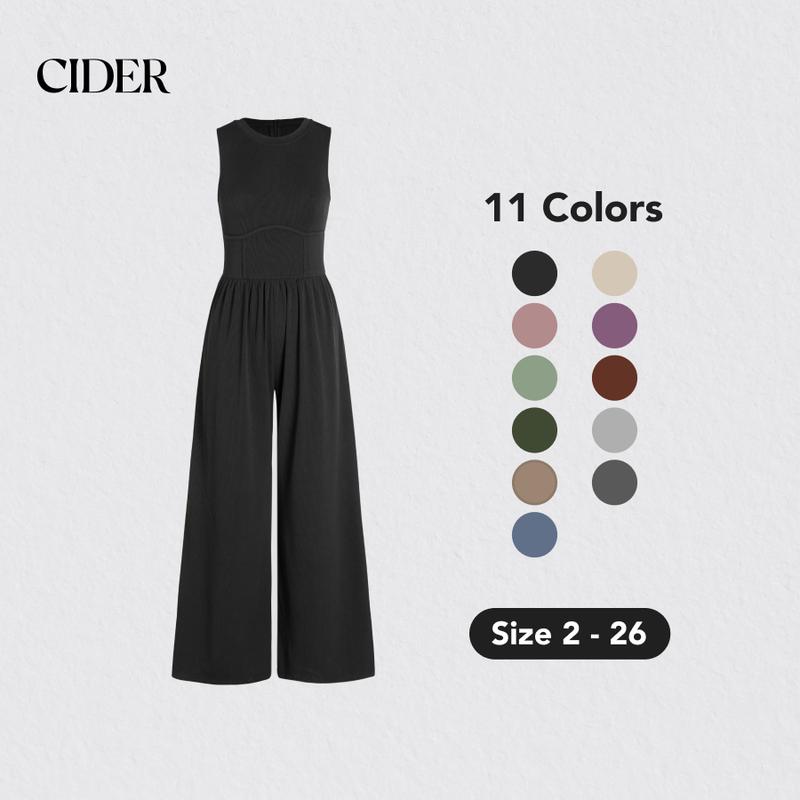 Cider Sleeveless Wide Leg Overalls
