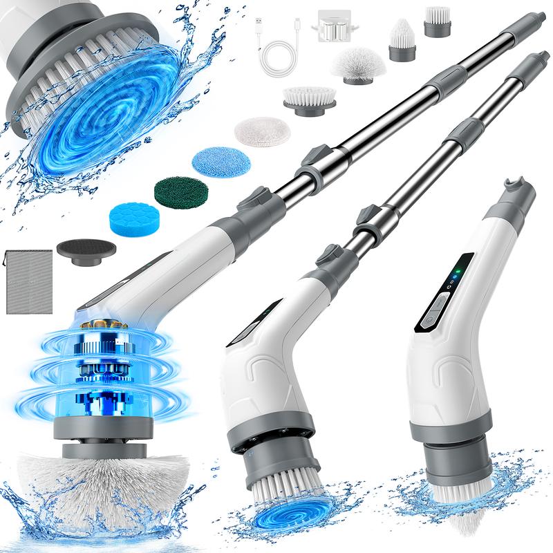 Vaxbree SP03 Cordless Electric Spin Scrubber with 8 Replaceable Head, 3 Speeds, Up to 150-Min Runtime for Home Cleaning
