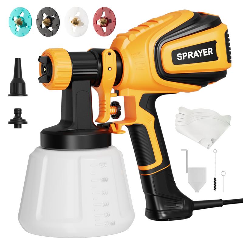 【FathersDayGift】VONFORN Paint Sprayer, 700W HVLP Paint Sprayer with Cleaning & Blowing Joints, 4 Nozzles and 3 Patterns, Easy to Clean, for Furniture, Cabinets, Fence, Walls, Door, Garden Chairs etc. VF803