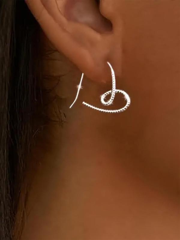 Women's Elegant Heart Design Dangle Earrings, Exquisite Trendy Dangle Earrings for Women, Fashionable Minimalist Jewelry for Parties and Daily Wear, Heart Shape Earrings, Lightweight Earrings