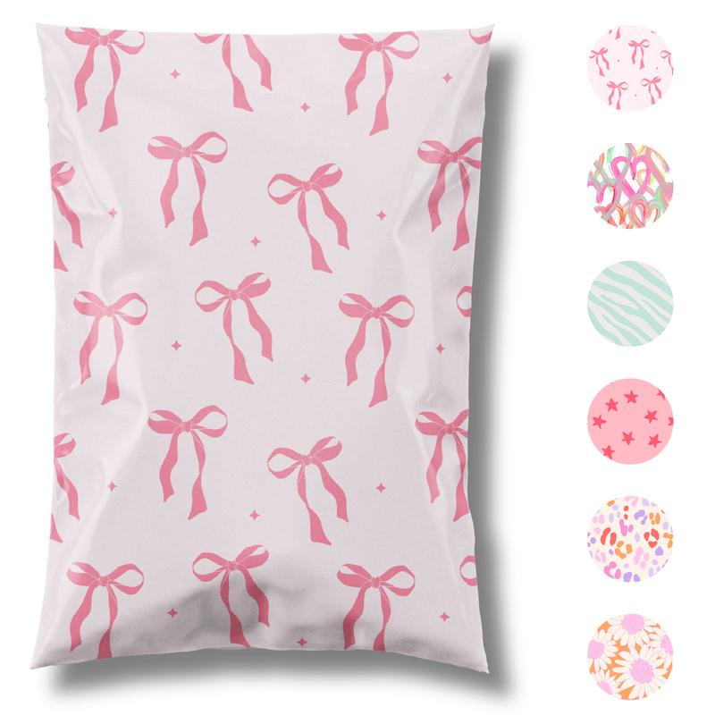 Pretty Package Designer Poly Mailer 100 Pack Heavy Duty Waterproof Self Seal Shipping Bag for Small Business, Cute Packaging