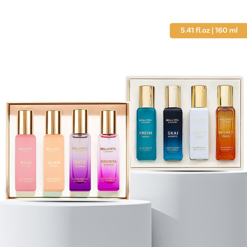 BellaVita Luxury's Her N'More | 2 Perfume Gift Sets for Women | 8 Amazing Micro Perfume | Long Lasting Fragrance | Eau De Parfum 8x20ml | Super Brand Day Exclusive