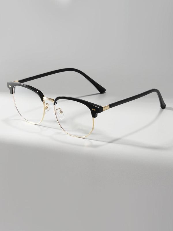 Simple Design Metal Frame Square Eyeglasses for Everyday Use, Minimalist Casual Eyeglasses, Stylish Square Frames, Square Frame Eyewear