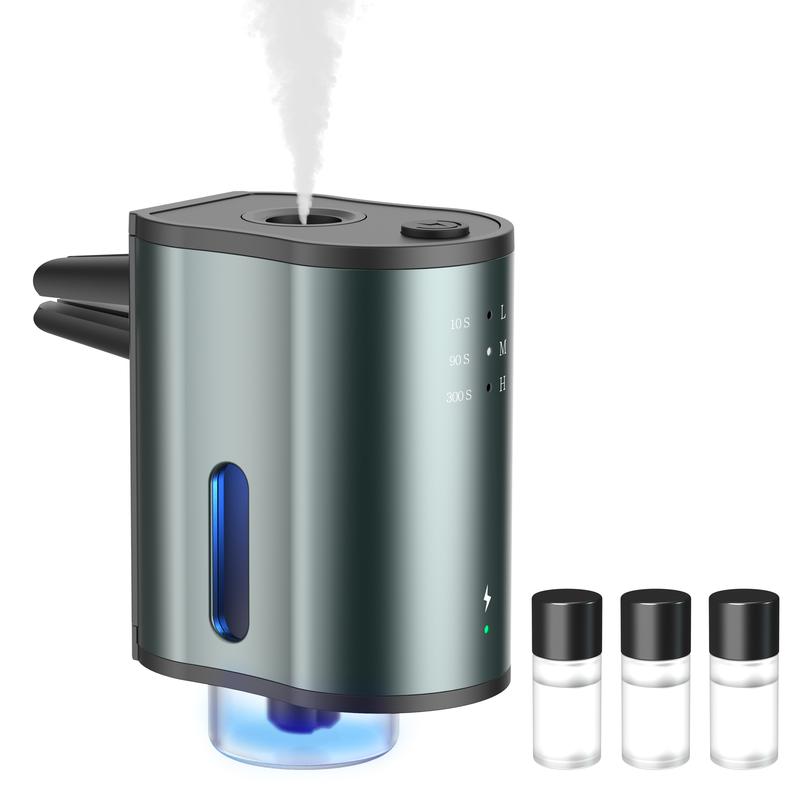 Smart Car Air Freshener with Three Adjustable Concentration Scent Levels, Portable Waterless Car Diffuser Air Freshener Car Aromatherapy Diffuser,  3*10ML Natural Perfume