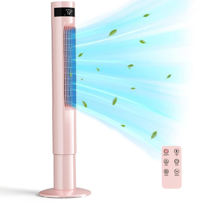 Tower Fan, Oscillation fan with Remote Control, Standing fan for office, 3 Wind Modes, Time Settings, Portable Bladeless Floor Fans for Home