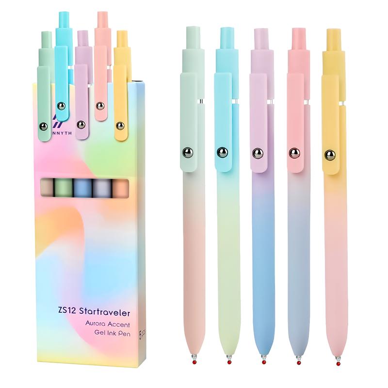 Gel Pens, 5 Pcs 0.7mm Quick Dry Black Ink Pens Fine Point Smooth No Smear Writing Pens for Bible Study,Journaling Writing,DailyUse - Cute School Office Stationery & Supplies - Christmas Gifts Stuff for Girly  Nursing Teacher Students  Womens