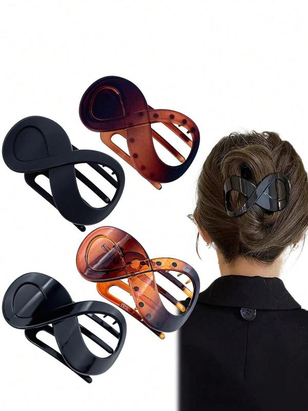 4pcs Simple Plain 8-shaped Ponytail Hair Clip, Minimalist Acrylic Claw Shaped Headwear for Ponytail Holder, Casual Versatile Cute Hair Accessories for Women, Gifts for Wife