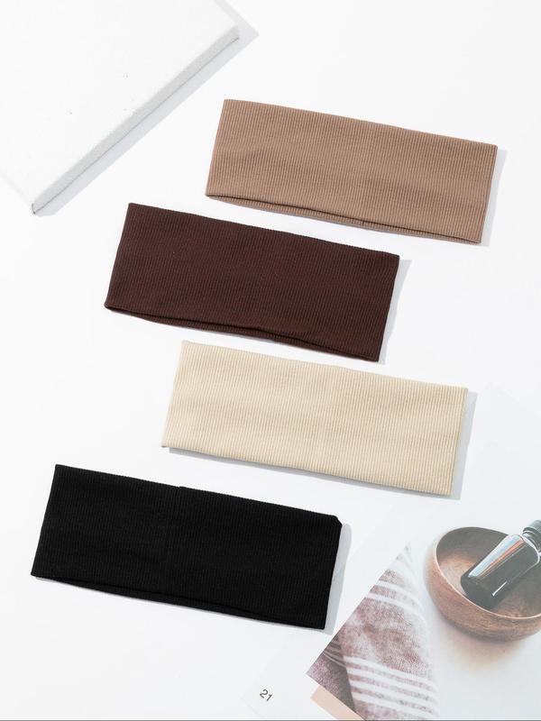 4pcs Casual Versatile Minimalist Solid Color Sports Headbands Hair Band Turban Headband Sweatband, School Stuff, College Fall Winter Hair Accessories For Women For Vacation Outfits Woman Elegant Scarf Women Bandanas Soft Headwrap