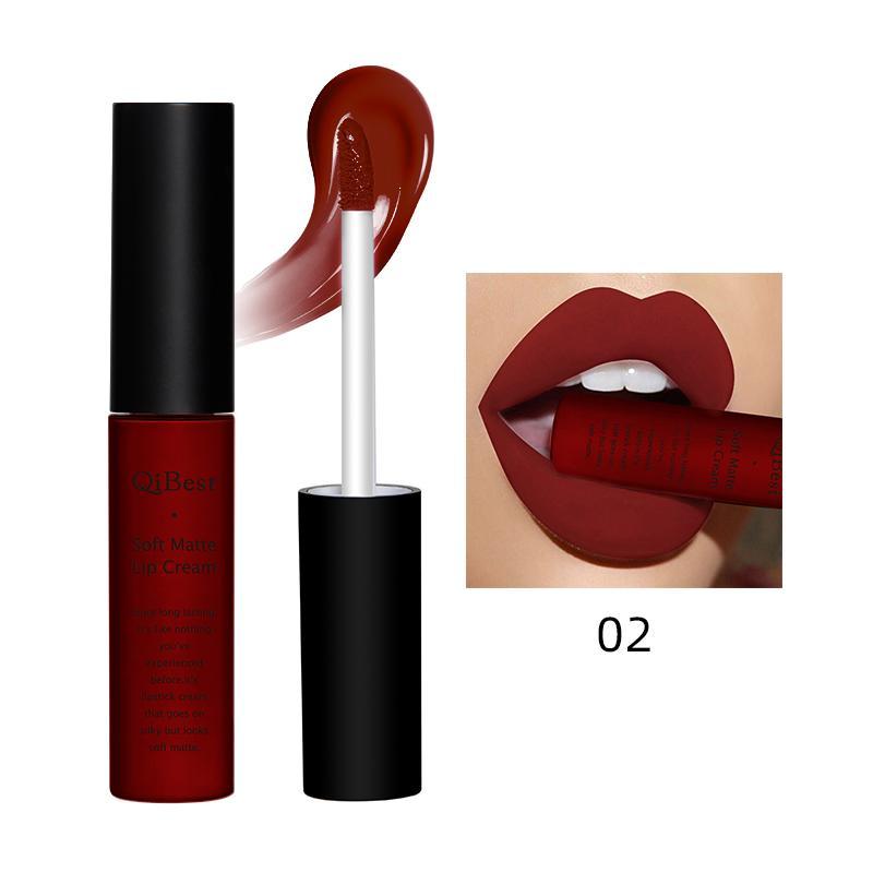 Qibest Matte Lip Balm, Makeup, Long-Lasting Non-Sticky Color, Suitable for Daily Use, High Pigmentation, Matte Finish, No Alcohol, Single Item