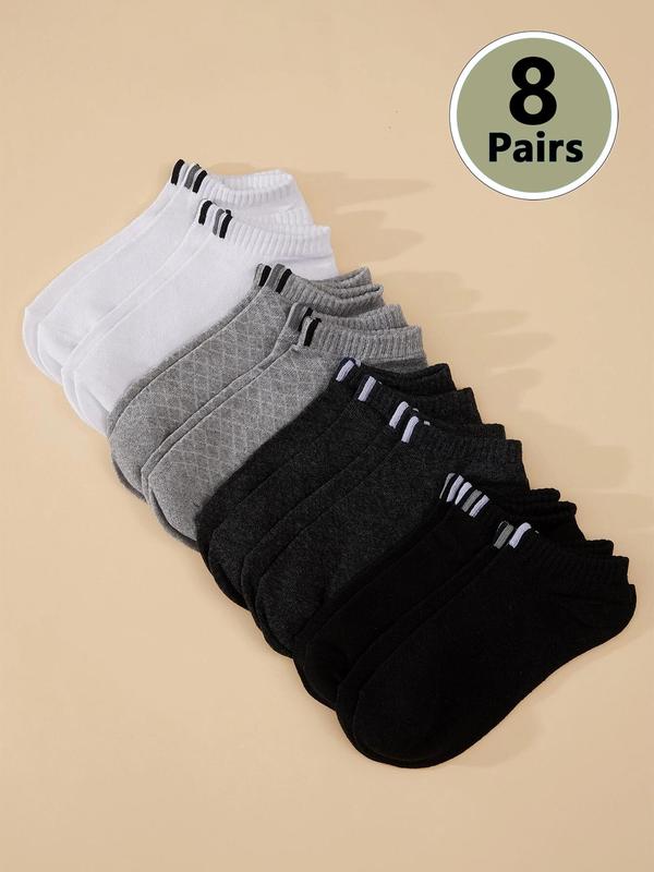 Men's Striped Print Ankle Socks, Jacquard Knits Crew Socks, Low Cut Sports Socks for Men, Casual Comfortable Socks for Daily Wear