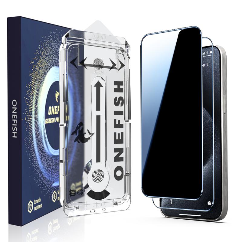 One Fish Screen Protector 2 Pack for iPhone,Samsung,Crystal Clear, Fingerprint Proof Screen Protector, Privacy Protection, Fingerprint Resistant, Dust-Free.