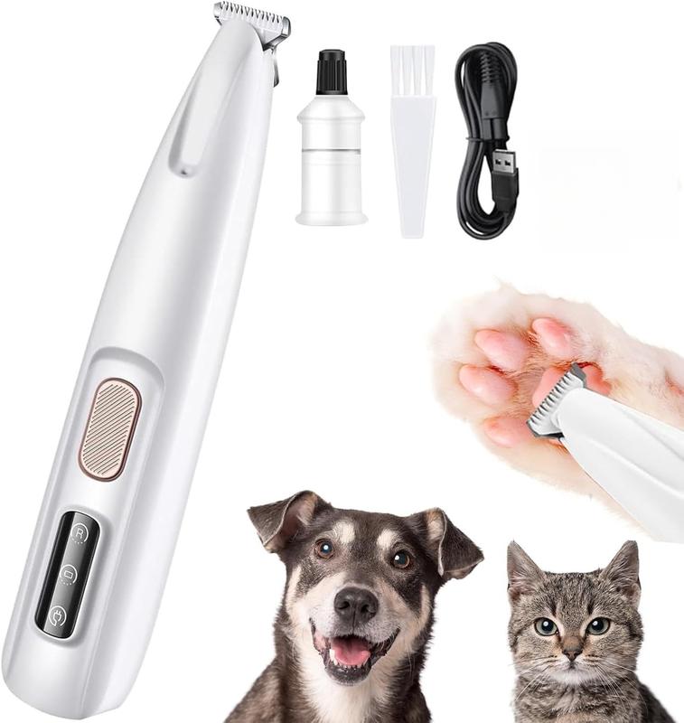 Rechargeable Pet Hair Trimmer Kit, Pet Paw Trimmer, Cordless Quiet Dog Trimmer for Grooming with LED Light, Small Dog Grooming Clippers for Dogs & Cats, Pet Grooming Tool,Waterproof, low noise pet shaver,#SummerVibes #petlovers