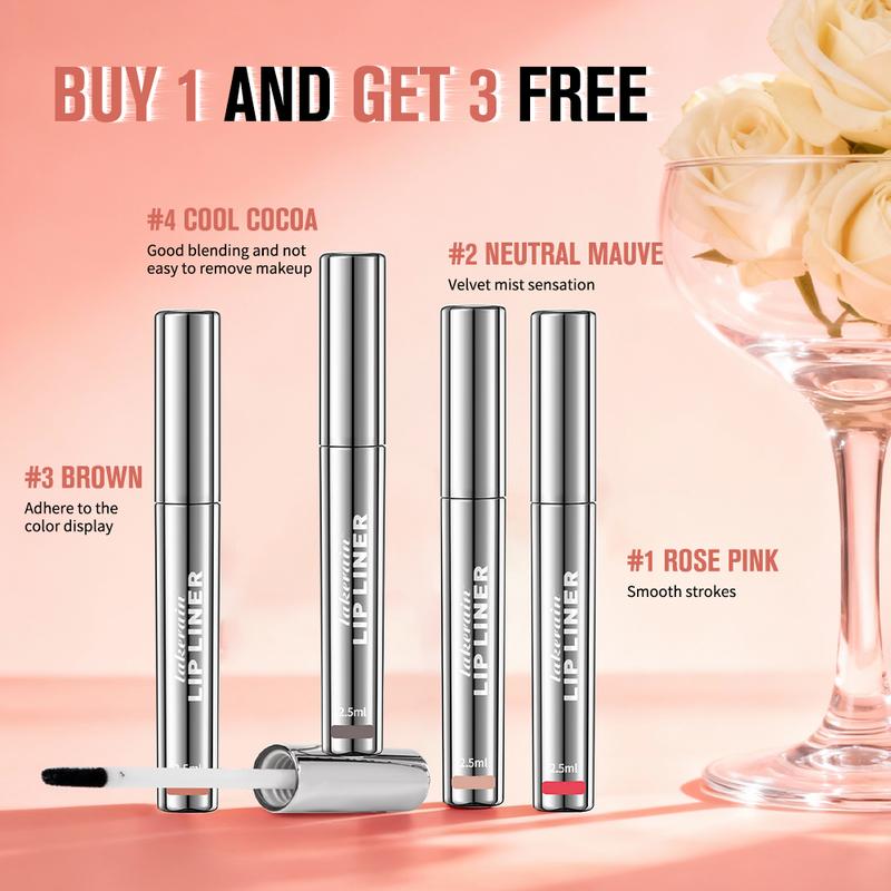4Pcs Peel Off Lip Liner Stain Set , Waterproof Nude Matte Lip Tint, Non-Fading Peel Off Lip Color, Effortless Precision & Full Coverage, 24H Color Hold - Cosmetic,Mother's Day Campaign