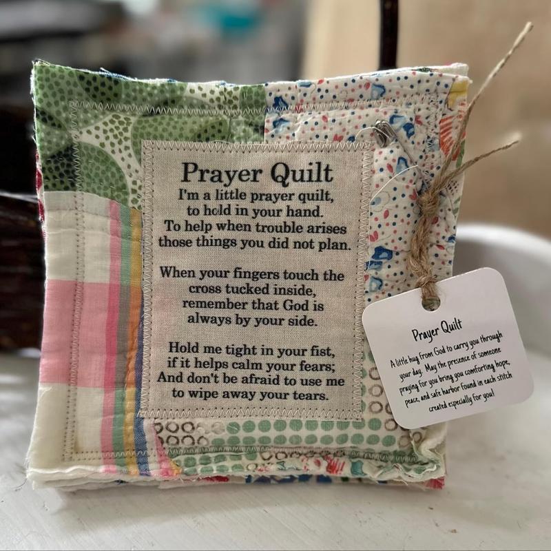 Vintage Prayer Blanket Square with Cross Inside, Mini Handmade Quilt, Vintage Quilts, Religious Quilt, Colorful Stitched Blessing Poem Throw, Prayer Poems, Home Decor Gift Idea, Pocket Prayer Quilt #GLOBAL PICKS