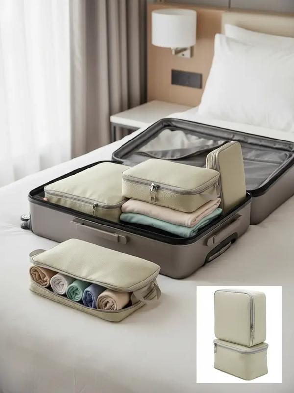Compression Packing Cubes for Suitcases, Set of 4 Lightweight Travel Organizer Bags with Shoe Bag, Expandable Space-Saving Luggage Organizers for Clothes, Great Back-to-School Travel Accessory, Travel Organization Pouch, Travel Essentials
