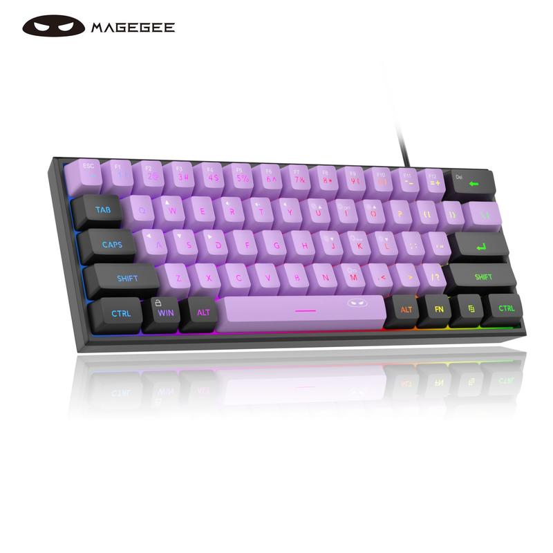 MageGee Mini 60% Membrane Gaming Keyboard, RGB Backlit 61 Key Ultra-Compact Keyboard, TS91 Ergonomic Mechanical Feeling Office Computer Keyboard