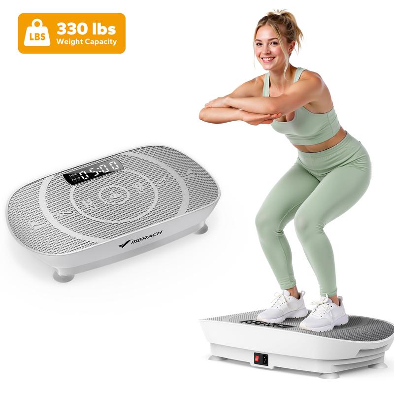 Merach Slim Vibration Plate Exercise Machine with Lymphatic Drainage Fitness Machine Compact Design Fitness Home Gym Equipment Whole Body Workout Vibrations Summervibes