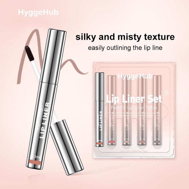 4Pcs Peel Off Lip Liner Stain Lip Gloss Lip Tint Set Velvet Matte Tattoo Long Lasting Waterproof Transfer Proof Brightening Cosmetic Clear Lipstick,Mother's Day Campaign