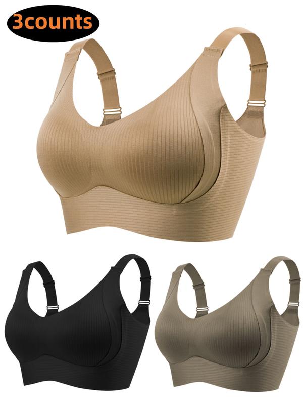 Women's Minimalist Solid Color Wireless Bra, Comfortable Breathable Seamless Push Up Bra, Softness Underwear for All Seasons, Soft Comfy Bra