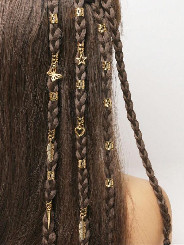 Summer 2026 Mixed-Style Butterfly, Heart & Leaf Hair Rings, 26 Pcs Fashion Hair Accessories for Women & Girls, Simple Trendy Hair Jewelry for Everyday Braided Hairstyles, Butterfly Clips, Bendy Hair Clip