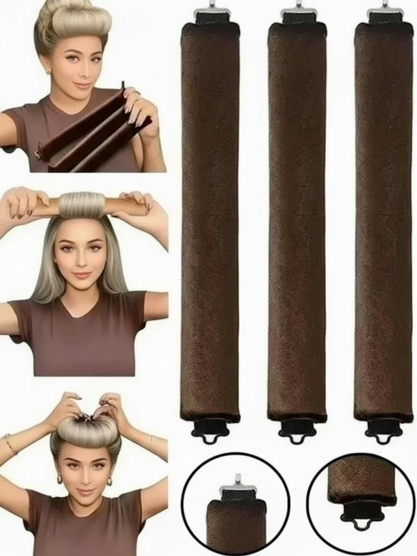 3 Pcs Hair Rollers Set, Satin Heatless Curling Kit, High Resilience Rubber, Soft & Durable, Perfect for Sleeping, Home Use, Heatless Hair Curlers，Kim Kardashian bun, Heatless Styling Kit