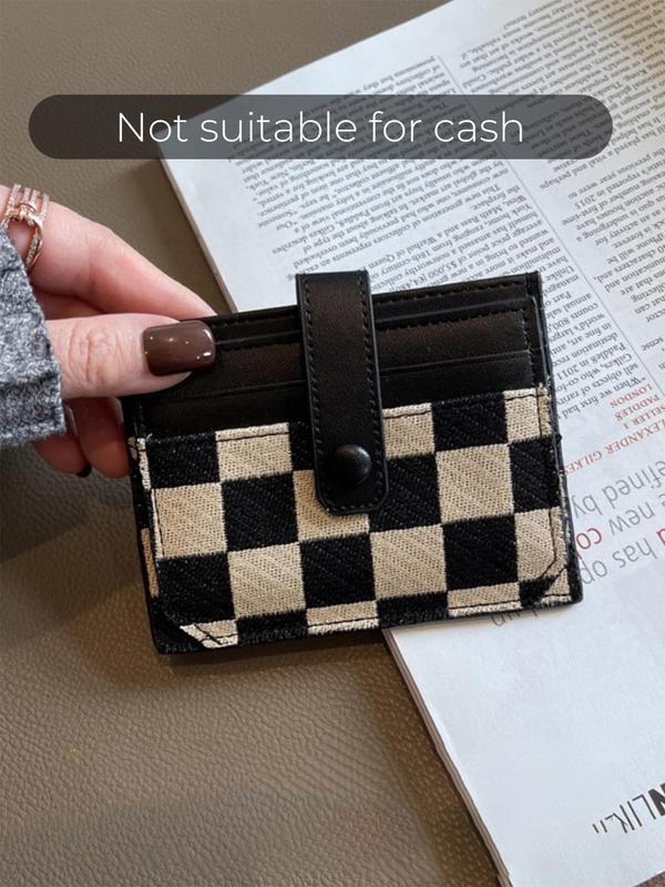 Women's Colorblock Plaid Pattern Short Wallet, Trifold Card Holder, Credit Card Holder, Casual Pu Leather Zipper, Trendy All-match Wallet for Daily Use, Fashionable Card Holder
