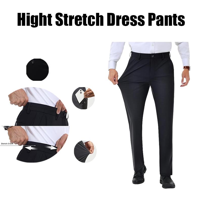 Alimens&Gentle Men's Stretch Dress Pants No Iron Golf Pants Expandable Waist Flat Front Business Casual Formal  Pants FathersDayGift