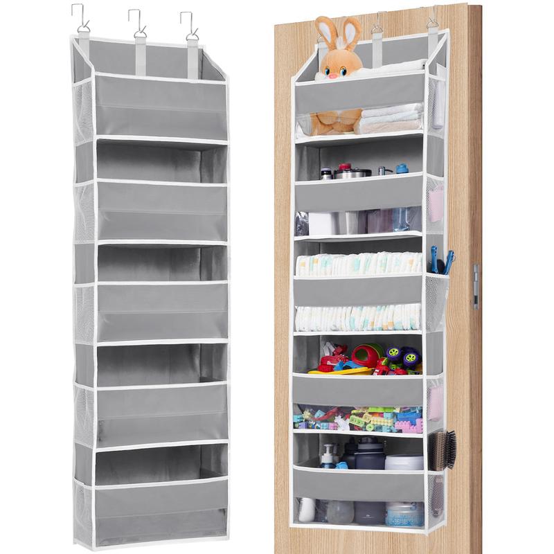 Over The Door  Hanging Bag with 6 side pocket, Weekly Clothing Organizer，Perfect For Everyday Clothing or Diaper,Wet wipes storage，Anti-Tilt Design, 44 lb Capacity for Bedroom, Bathroom, Dormitory Storage