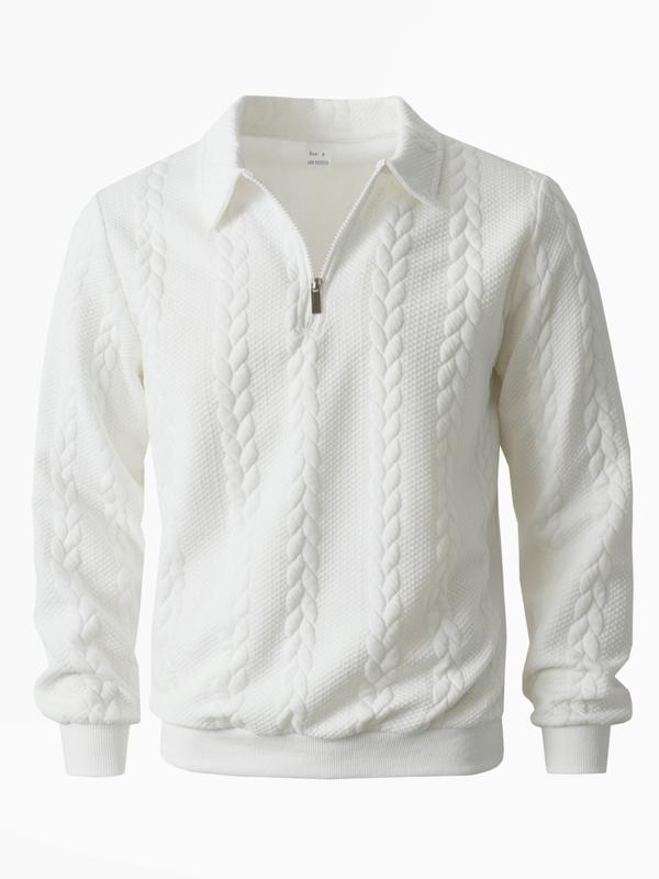 Men's Spring Outfits Knitted Polo Neck Long Sleeve Fitted Knitwear Sweatshirt for Daliy Wear, Old Money Zipper Half Button Design, Casual Versatile Trendy Simple Sweater Pullover，Essential for Man's Wardrobe, Plain Sweater Pullover