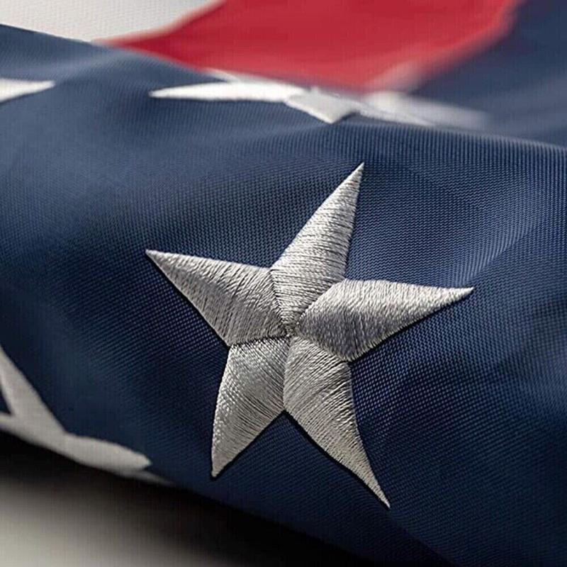 QLASH US American Flag – Outdoor Flag with Embroidered Stars, Stitched Stripes, Heavy-Duty Nylon & Brass Grommets – Durable Patriotic Banner for Home, Yard, or Garden Decor Patriotism