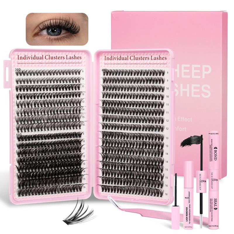 Mixed Styles Lash Clusters Kit,1 Set Mixed Length Individval Eyelash Extensions Kit,Self Grafting False Eyelashes,D Curl Eyelashes,Prefessional Eye Makeup Accessories for Women #GLOBAL PICKS