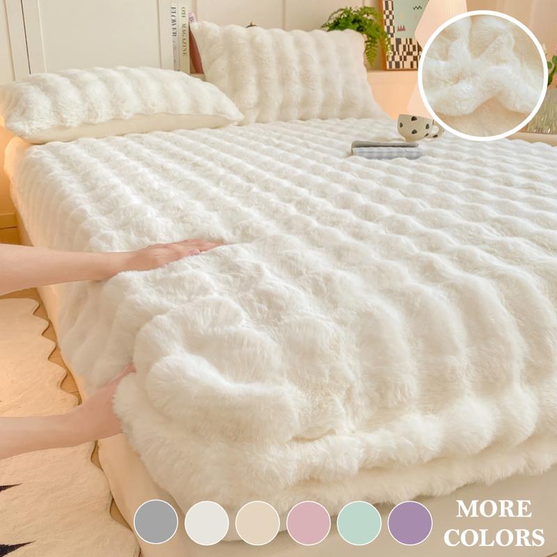1pc Luxury Faux Rabbit Fur Plush Bed Cover & Mattress Protector – Ultra Soft, Warm, Skin-Friendly, Machine Washable with Elastic Strap, Non-Shedding & No Fading, Perfect for Bedroom & Guest Room Comfort, Popular Products, Bed Sheet #TOP PICKS
