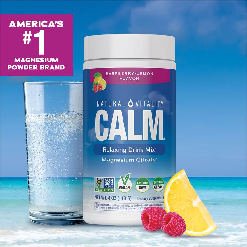 CALM 4 oz Relaxing Drink Mix - Raspberry Lemon Flavor - Magnesium Citrate Supplement -  4 oz (113 g) - 28 servings
