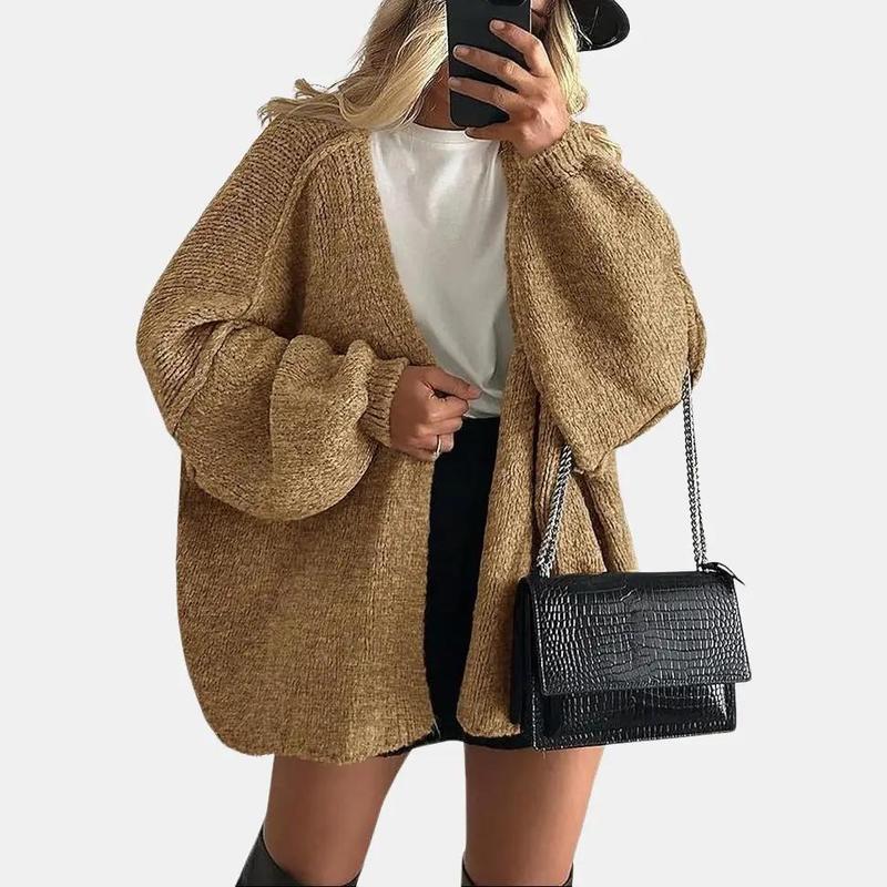 PrettyGarden Women's Oversized Cardigan Sweater Fall Long Lantern Sleeve Knit Open Front Lightweight Sweater Knitwear Tops