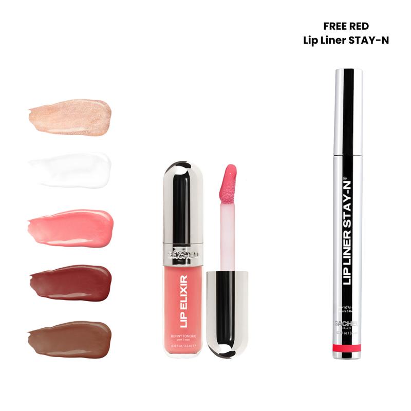 sacheu Lip Glaze Elixir - 3-in-1 Lip Balm + Lip Oil + Lip Gloss - Long-lasting Flawless Shine & Hydration to match with Lip liners and Lipstick