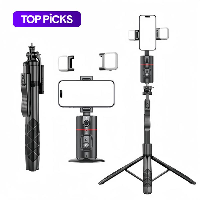 Desktop Selfie Stick Gimbal Camera Stabilizer with AI Face Recognition, 360° Adjustable Selfie Stick with Tripod, Phone Tripod Stand for Live Streaming #GLOBAL PICKS