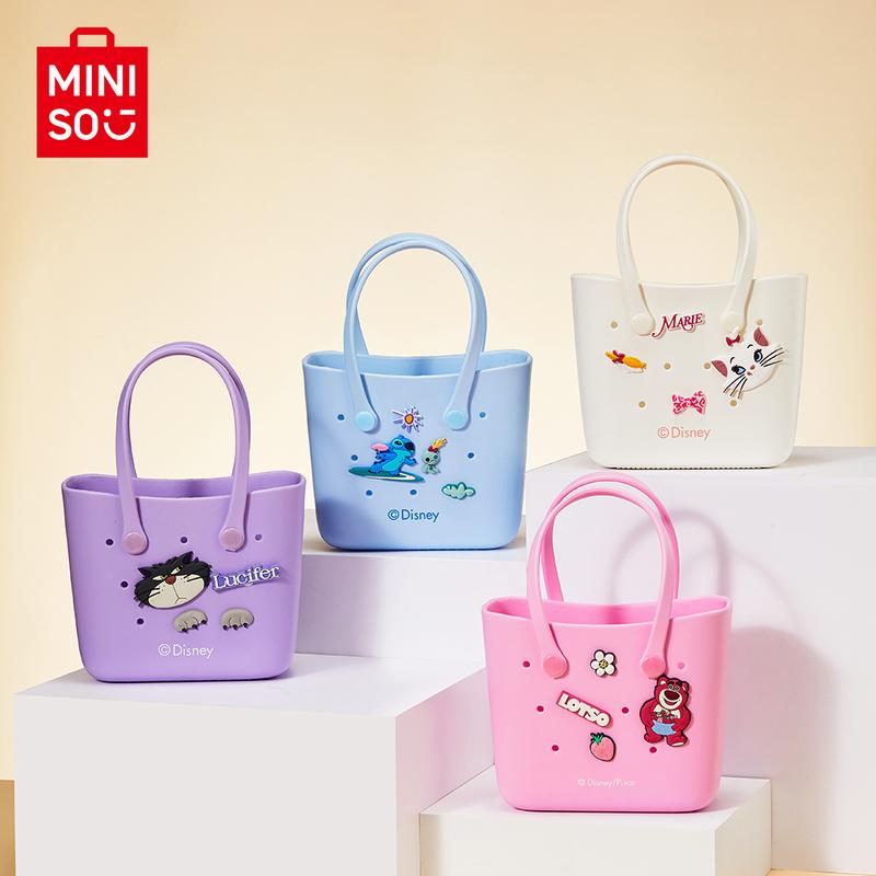 [Crochet Bag with Accessories]MINISO x Disney Mini Lunch Tote Bag -  Cute Crocs Design Durable Small Size Disney Design With Handle Cute Bento Bags Surprise Halloween Gift for Girls and Daughters, Mother‘s Day Basket Gift