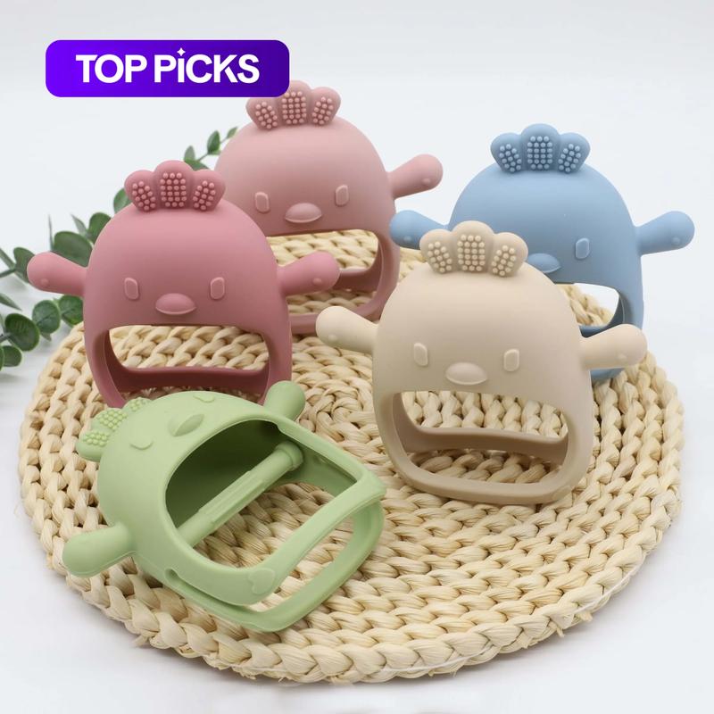 Baby Teether Toy Care, Cute Sensory Silicone Teether Mitten, 1 Count Anti-Drop Wrist Teether, Solid Color Baby Chew Toy, Newborn Teething Relief Toy #GLOBAL PICKS