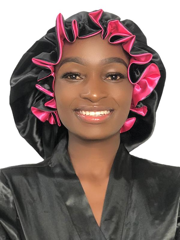 Women's Reversible Sleep Hat, Double Layer Bonnet for Sleeping & Makeup, Pink Color Reversible Extended Length Sleep Bonnet, Sleeping Cap