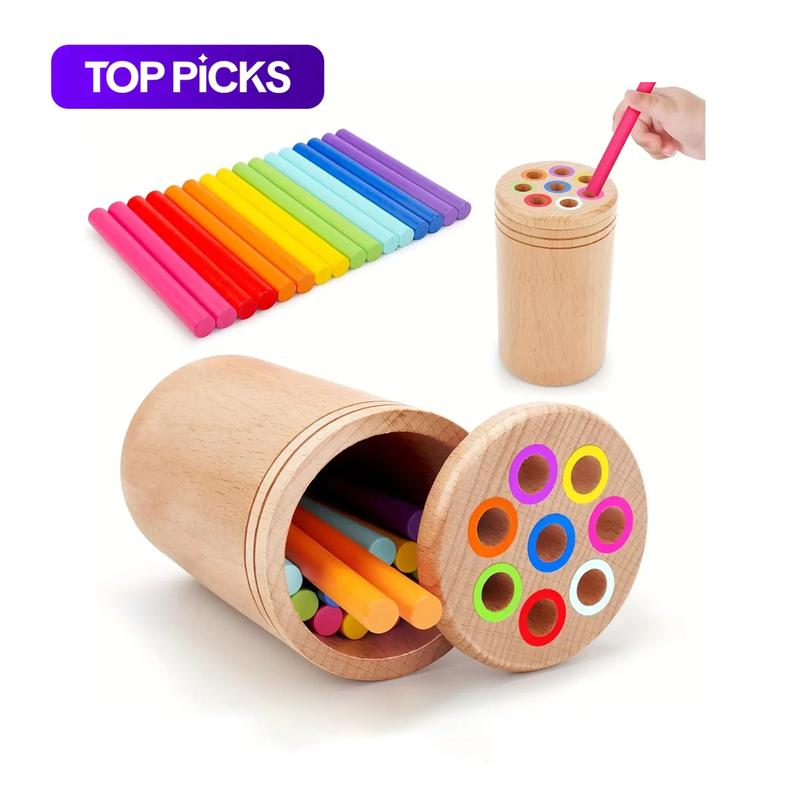 Wooden Montessori Stick Toy, 1 Set Colorful Hand-Eye Coordination Classification Teaching Toy, Math Games, Math Learning Tools, Math Teaching Aid, Learning Materials for Hands-On Ability Training for Kids #GLOBAL PICKS