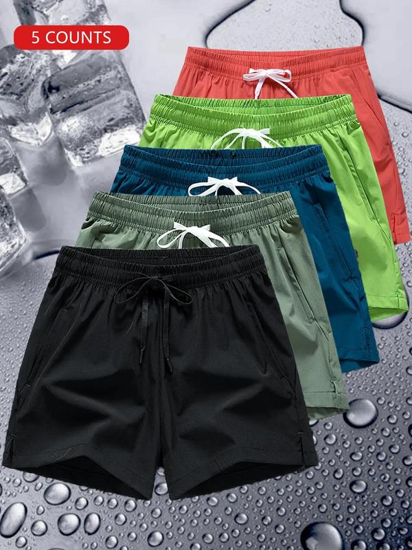 Men's Letter Print Drawstring Waist Shorts, Summer Clothes, LooseÂ Casual Elastic Waist Pocket Straight Leg Shorts, Men's Bottoms for Daily Wear, Menswear