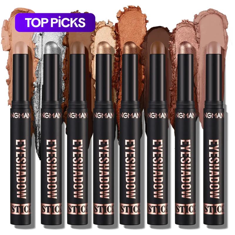 Langmanni 8 Color Eyeshadow Stick Set, Waterproof Easy Application, High Pigment, Natural Matte Finish, Single Item, Makeup Essentials