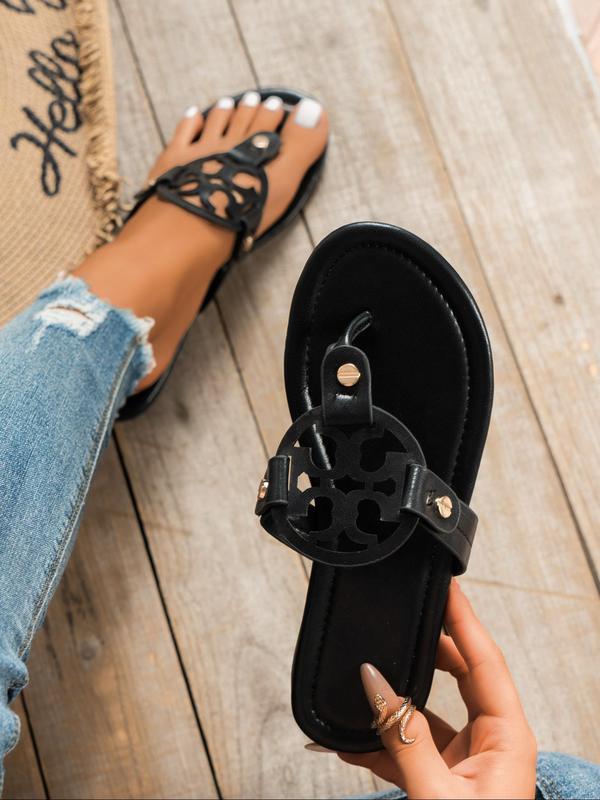 Women's Fashionable Plain Color Slide Sandals, Casual Comfortable Flat Sandals, Lightweight Breathable Shoes for Daily Wear, Girl